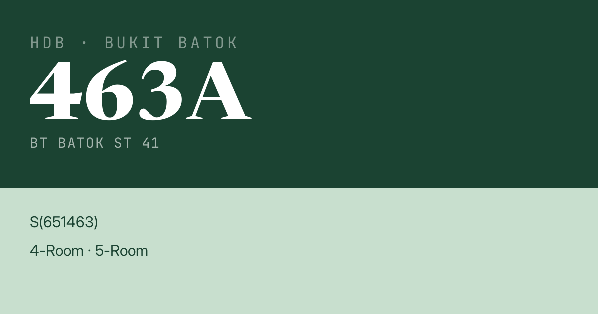 Blk 463A Bt Batok St 41 HDB Resale | Price, Transactions & Rental Data