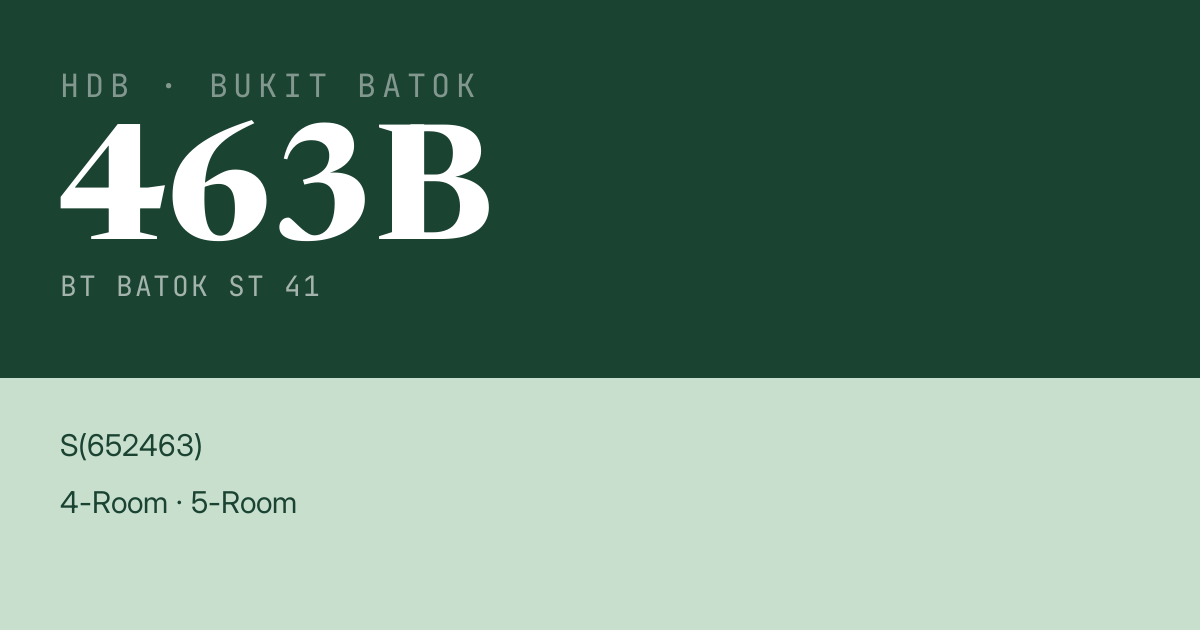 Blk 463B Bt Batok St 41 HDB Resale | Price, Transactions & Rental Data