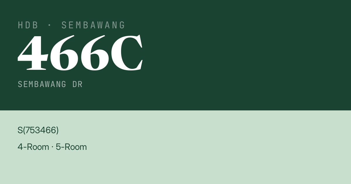 Blk 466C Sembawang Dr HDB Resale | Price, Transactions & Rental Data