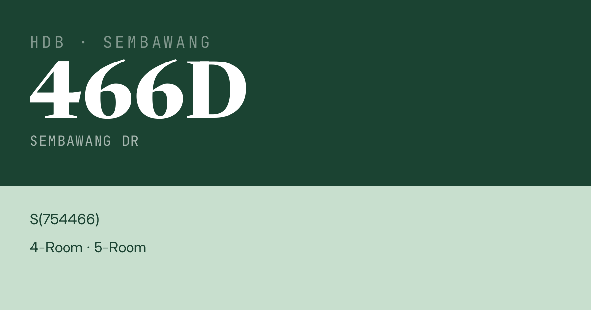 Blk 466D Sembawang Dr HDB Resale | Price, Transactions & Rental Data