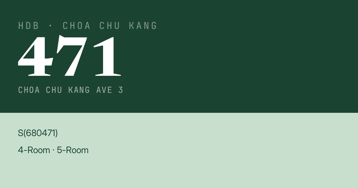 Blk 471 Choa Chu Kang Ave 3 HDB Resale | Price, Transactions & Rental Data