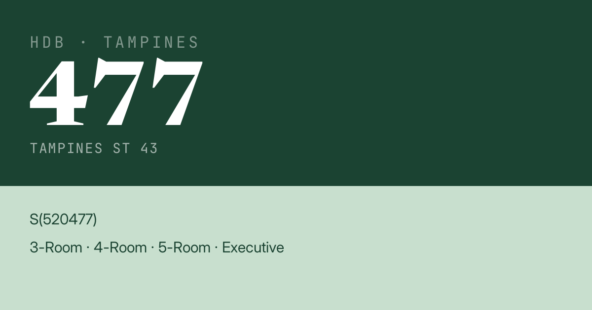 Blk 477 Tampines St 43 HDB Resale | Price, Transactions & Rental Data