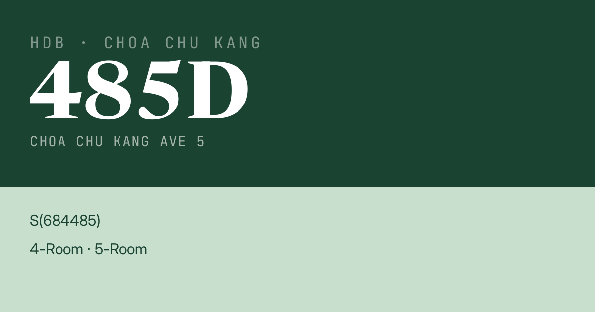 Blk 485D Choa Chu Kang Ave 5 HDB Resale | Price, Transactions & Rental Data