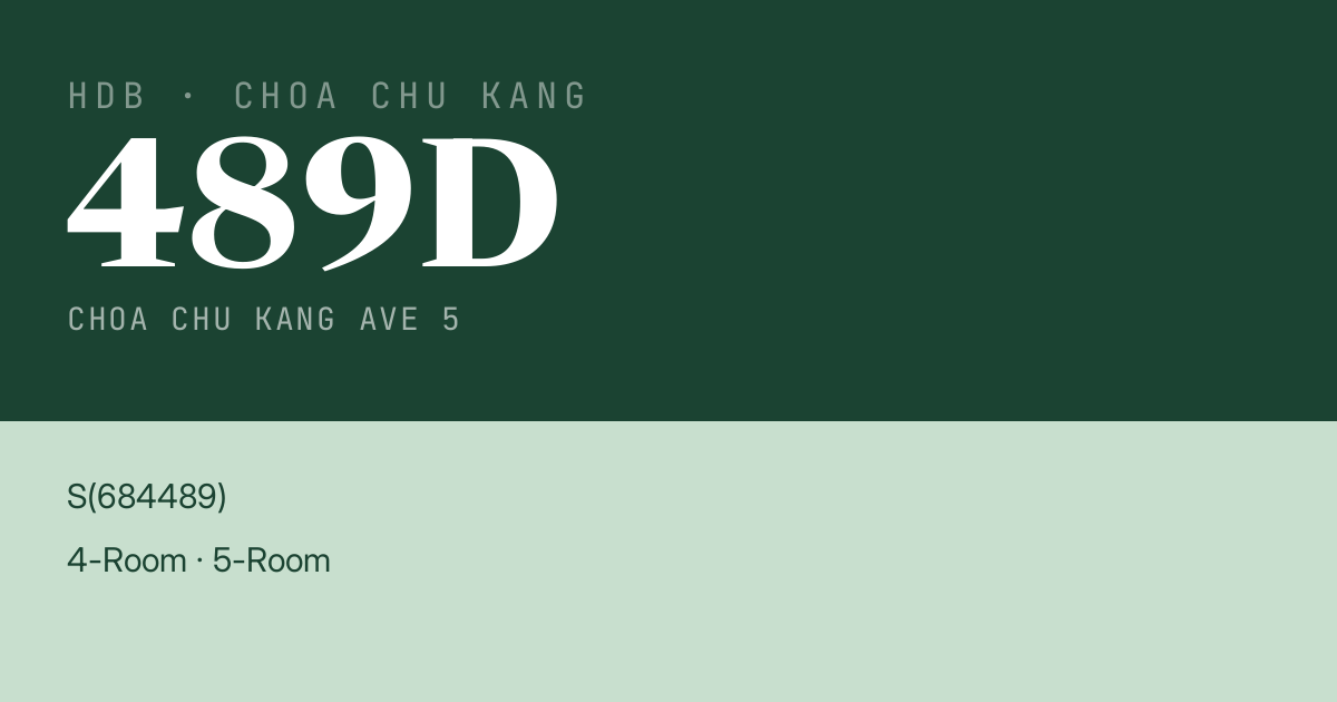 Blk 489D Choa Chu Kang Ave 5 HDB Resale | Price, Transactions & Rental Data