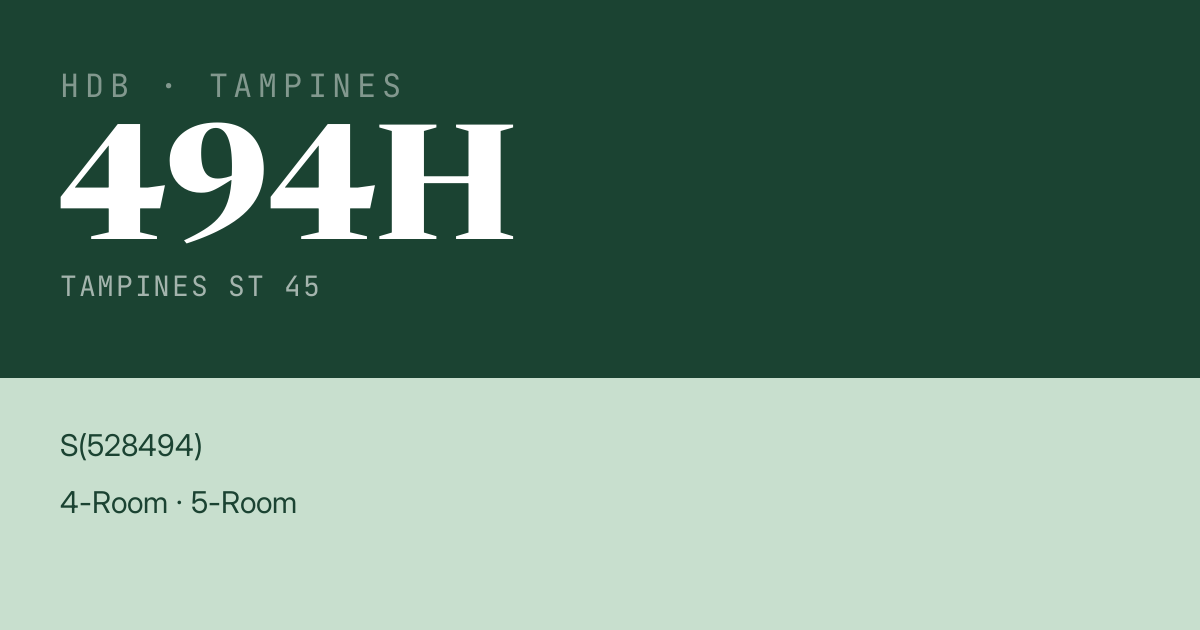 Blk 494H Tampines St 45 HDB Resale | Price, Transactions & Rental Data