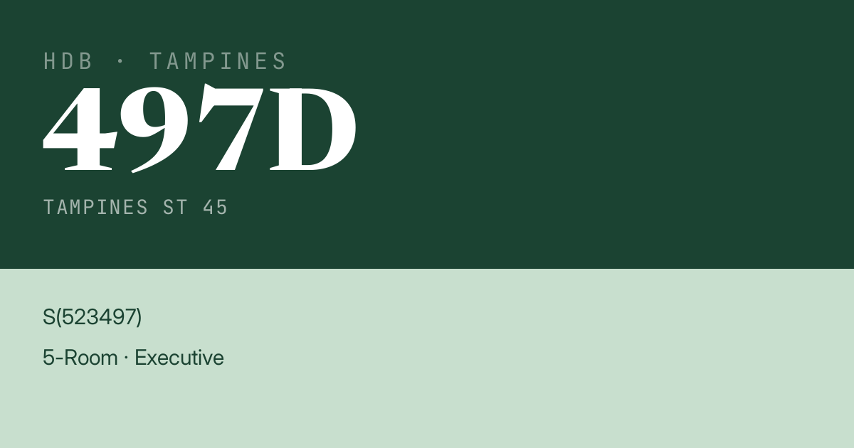Blk 497D Tampines St 45 HDB Resale | Price, Transactions & Rental Data