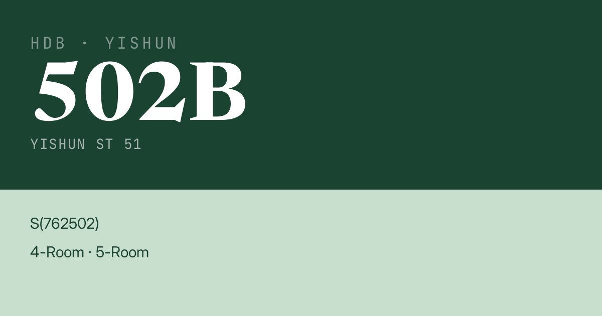 Blk 502B Yishun St 51 HDB Resale | Price, Transactions & Rental Data