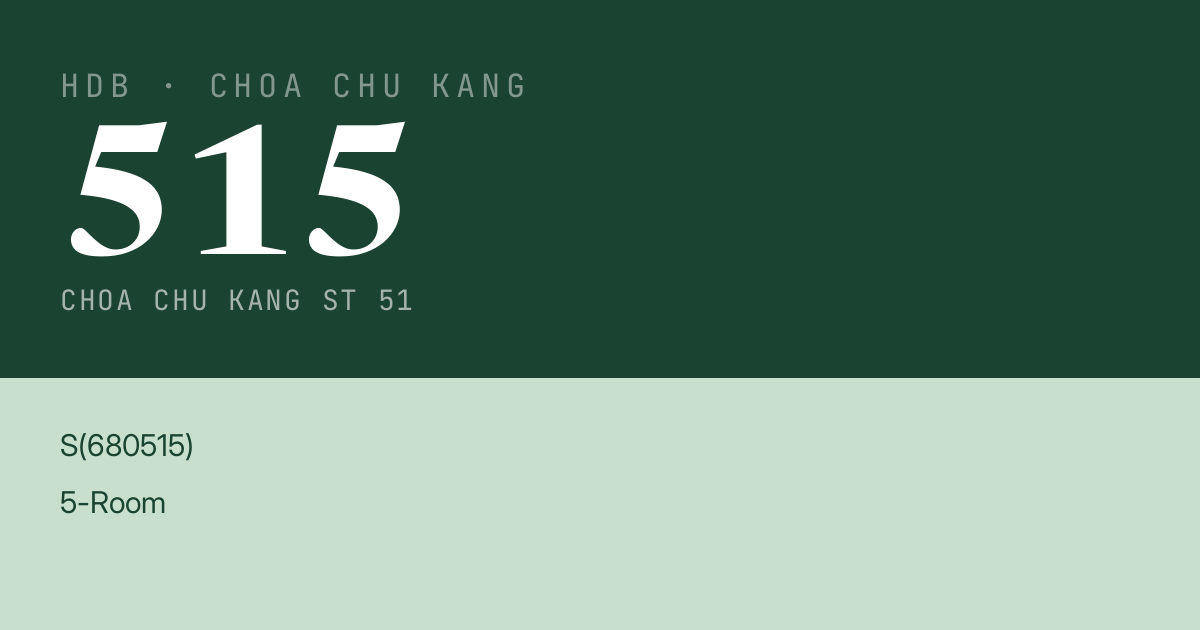 Blk 515 Choa Chu Kang St 51 HDB Resale | Price, Transactions & Rental Data