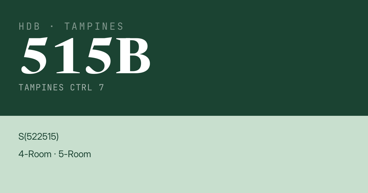 Blk 515B Tampines Ctrl 7 HDB Resale | Price, Transactions & Rental Data