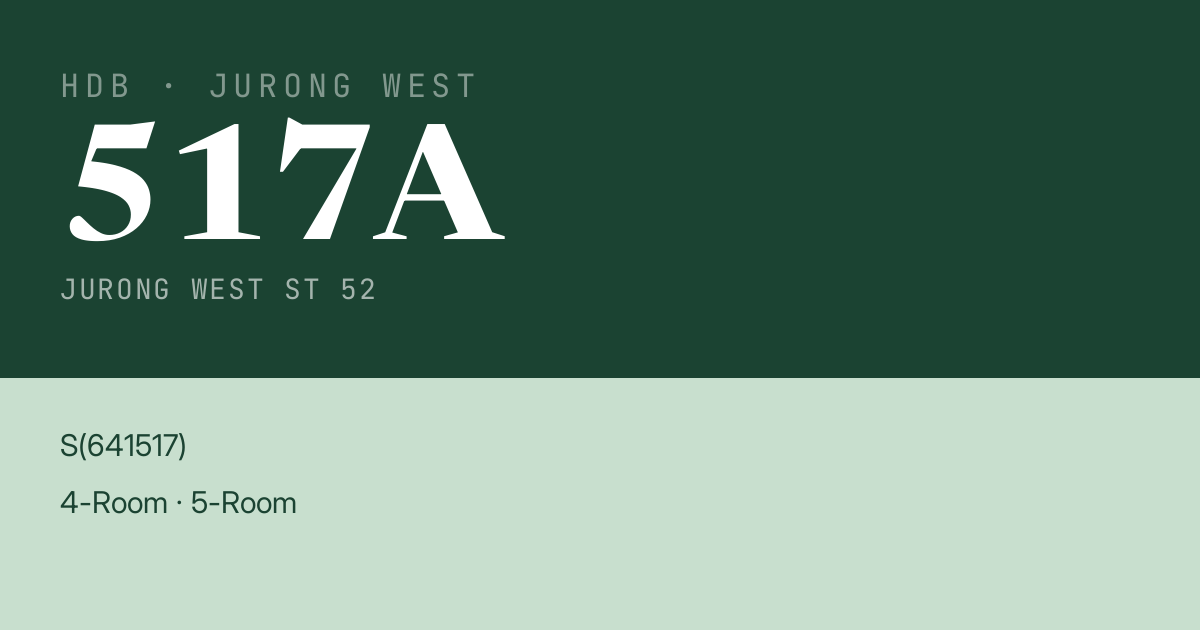 Blk 517A Jurong West St 52 HDB Resale | Price, Transactions & Rental Data