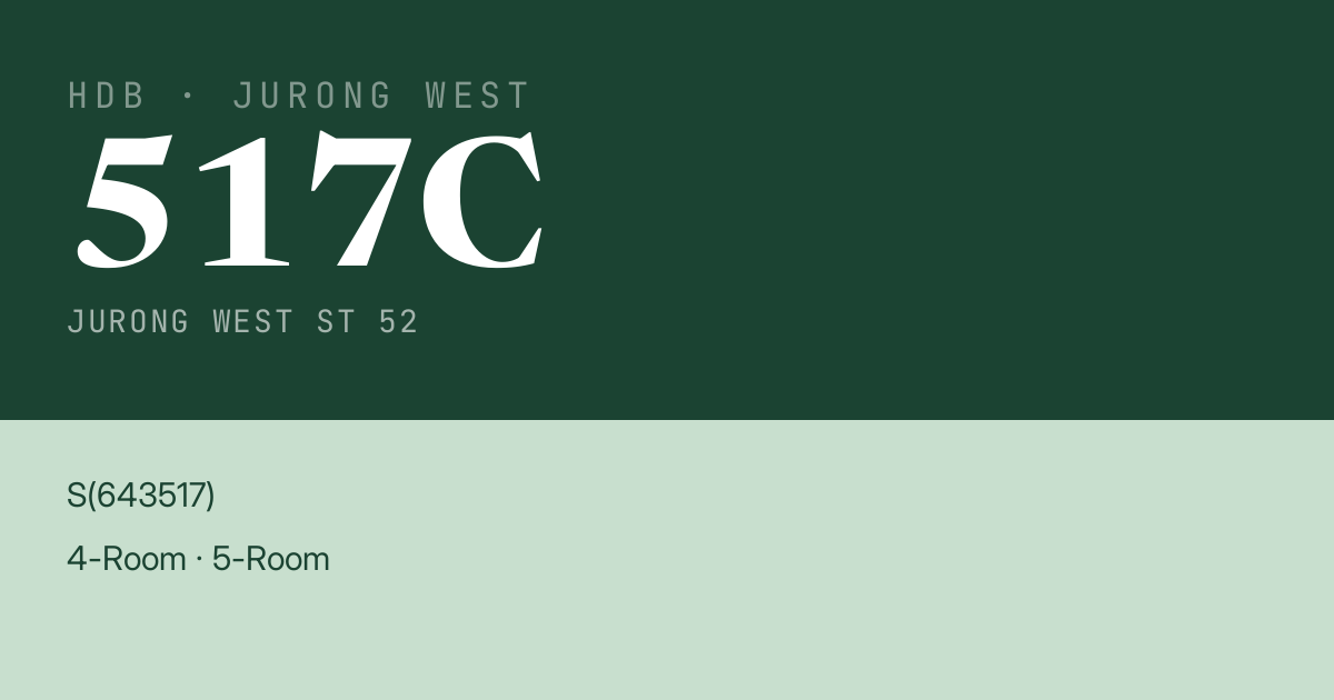 Blk 517C Jurong West St 52 HDB Resale | Price, Transactions & Rental Data