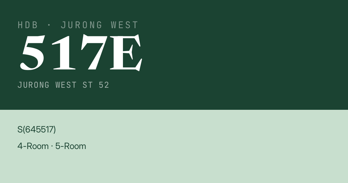 Blk 517E Jurong West St 52 HDB Resale | Price, Transactions & Rental Data