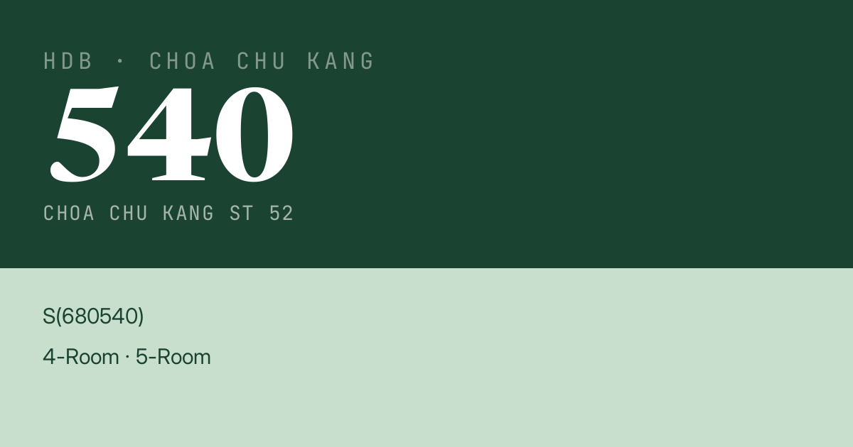 Blk 540 Choa Chu Kang St 52 HDB Resale | Price, Transactions & Rental Data