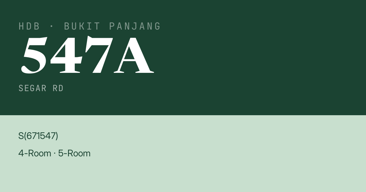 Blk 547A Segar Rd HDB Resale | Price, Transactions & Rental Data