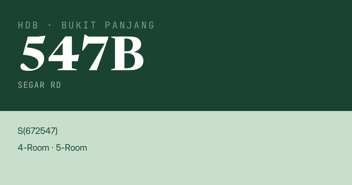 Blk 547B Segar Rd HDB Resale | Price, Transactions & Rental Data