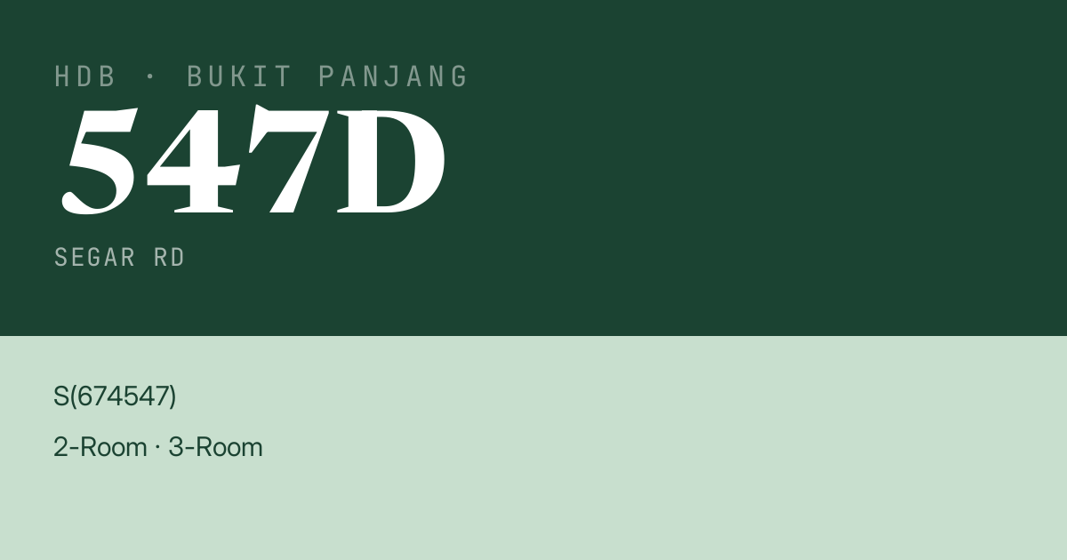Blk 547D Segar Rd HDB Resale | Price, Transactions & Rental Data