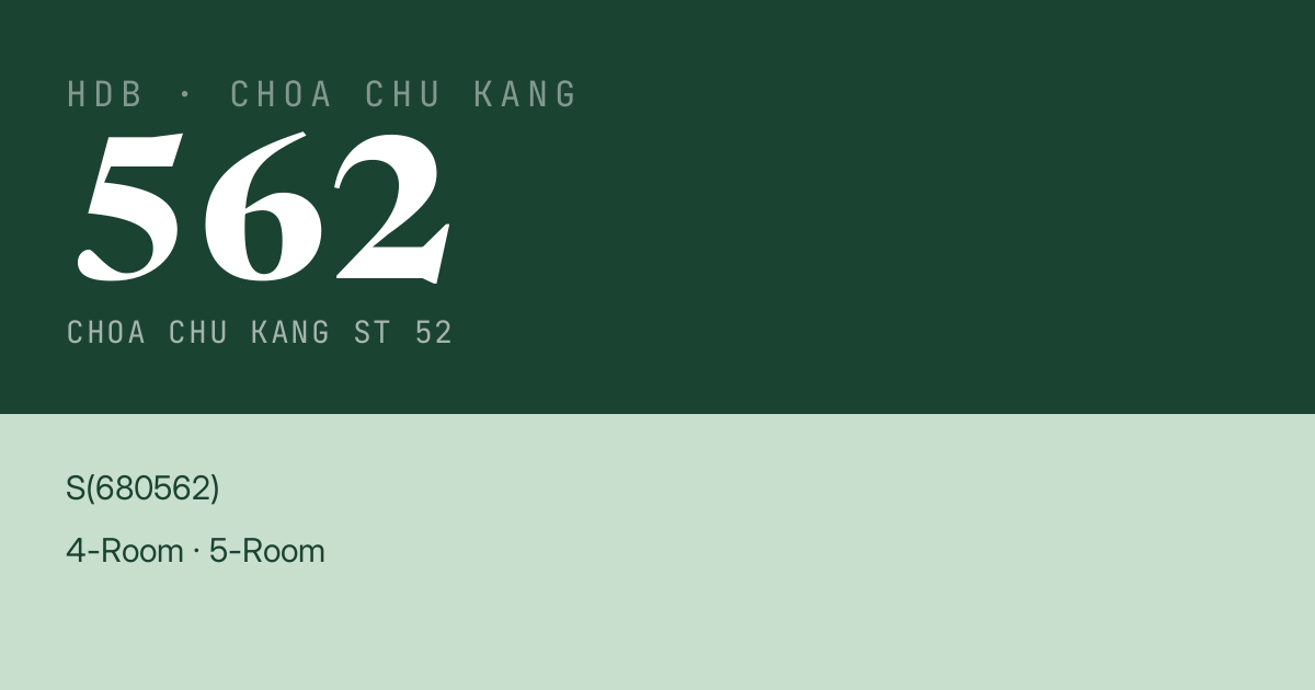 Blk 562 Choa Chu Kang St 52 HDB Resale | Price, Transactions & Rental Data