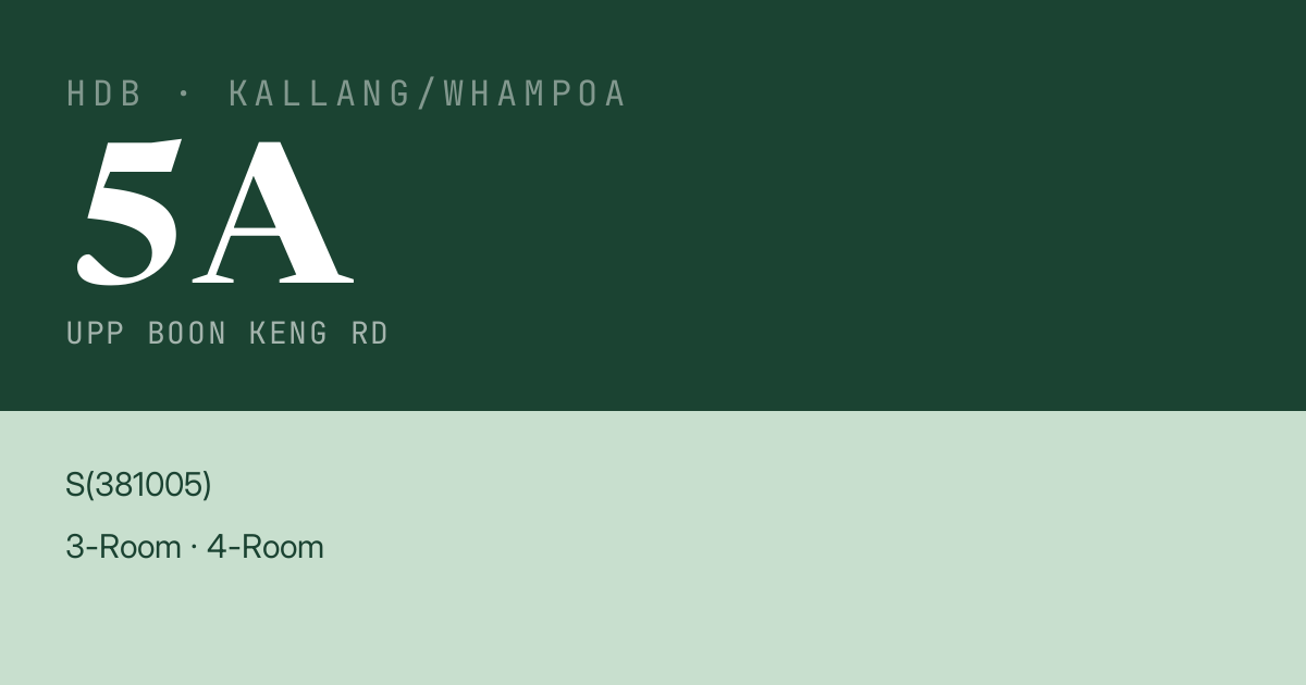 Blk 5A Upp Boon Keng Rd HDB Resale | Price, Transactions & Rental Data