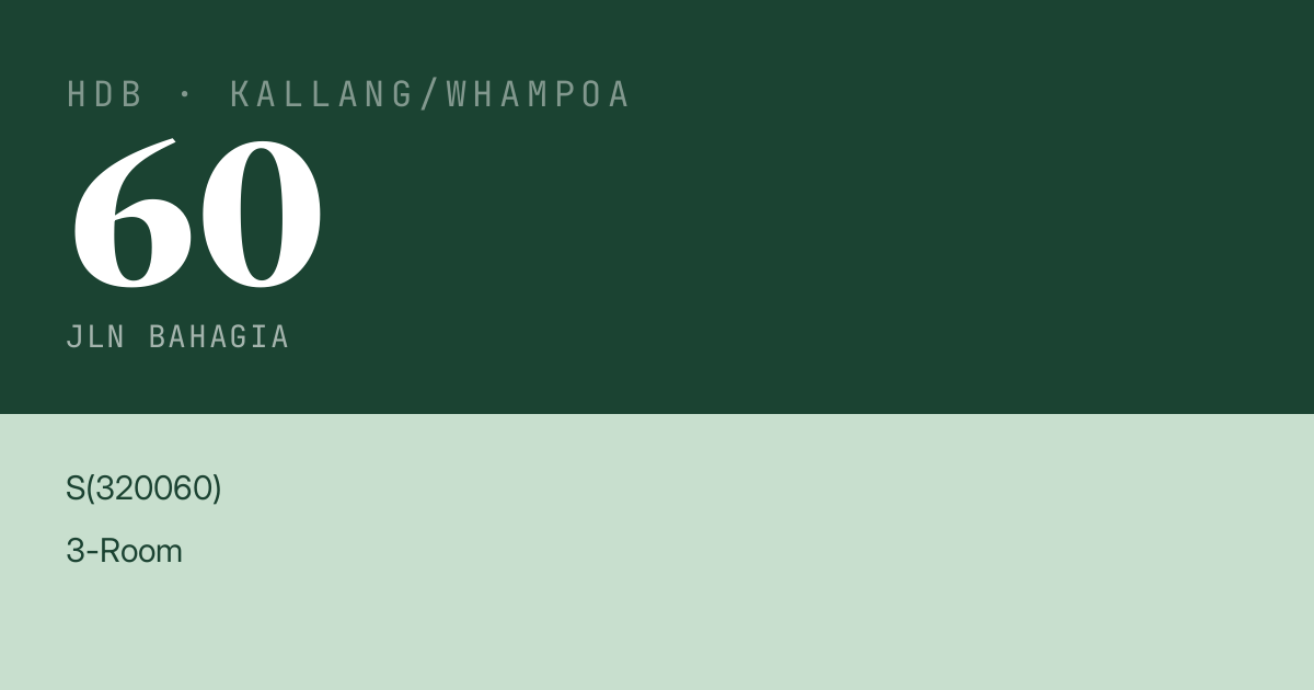 Blk 60 Jln Bahagia HDB Resale | Price, Transactions & Rental Data