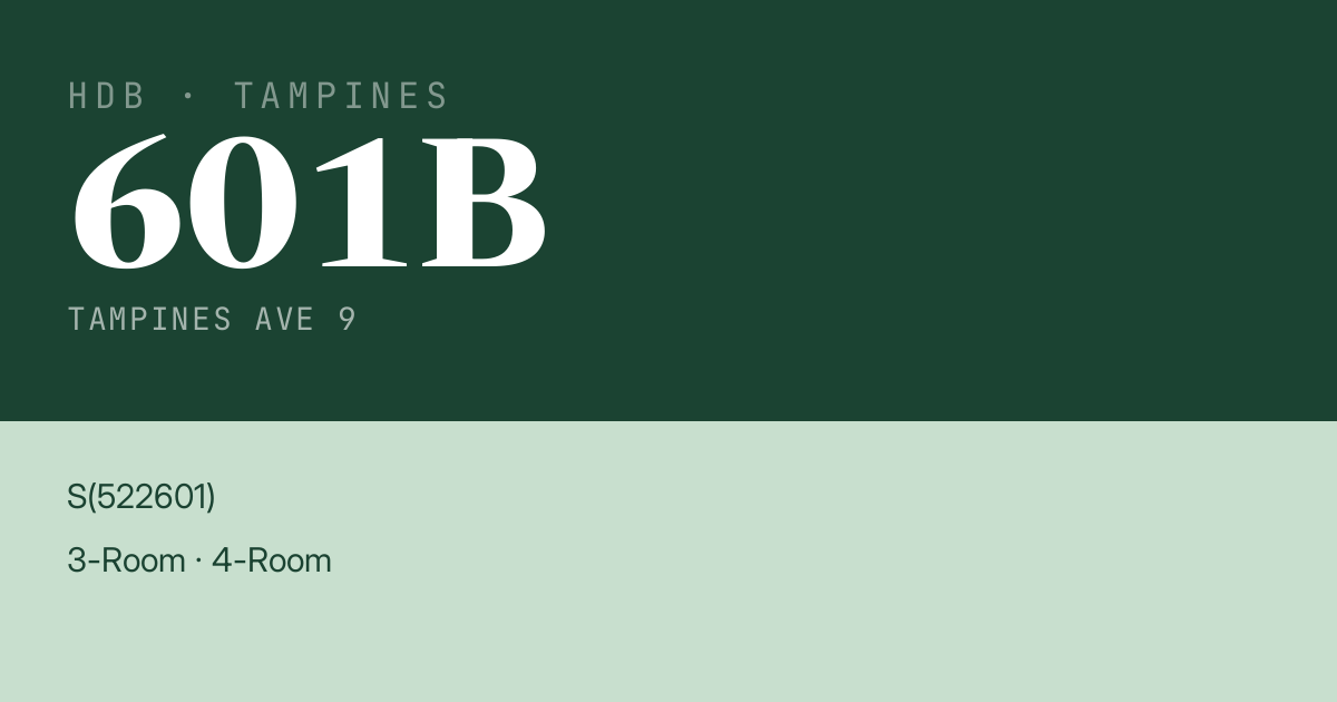 Blk 601B Tampines Ave 9 HDB Resale | Price, Transactions & Rental Data