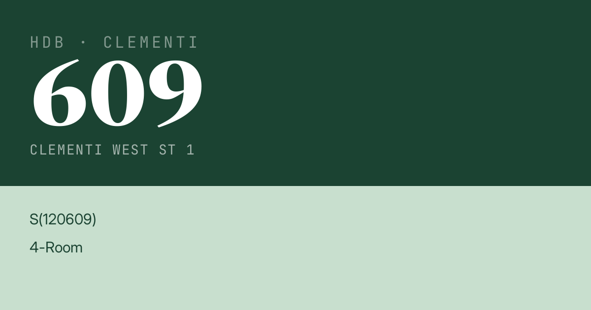 Blk 609 Clementi West St 1 HDB Resale | Price, Transactions & Rental Data