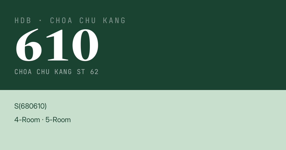 Blk 610 Choa Chu Kang St 62 HDB Resale | Price, Transactions & Rental Data