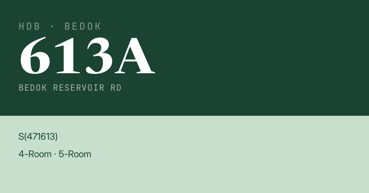 Blk 613A Bedok Reservoir Rd HDB Resale | Price, Transactions & Rental Data