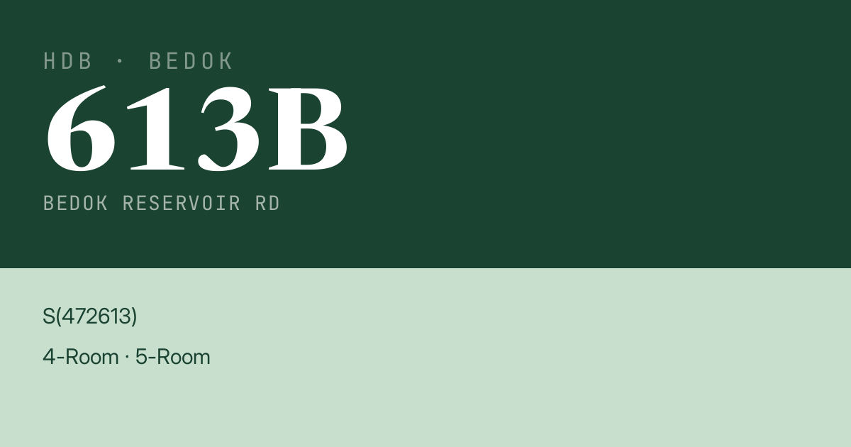 Blk 613B Bedok Reservoir Rd HDB Resale | Price, Transactions & Rental Data