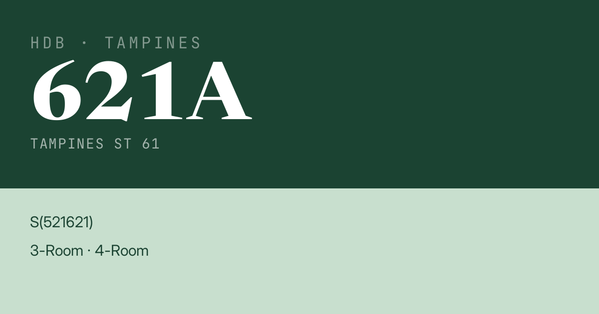 Blk 621A Tampines St 61 HDB Resale | Price, Transactions & Rental Data