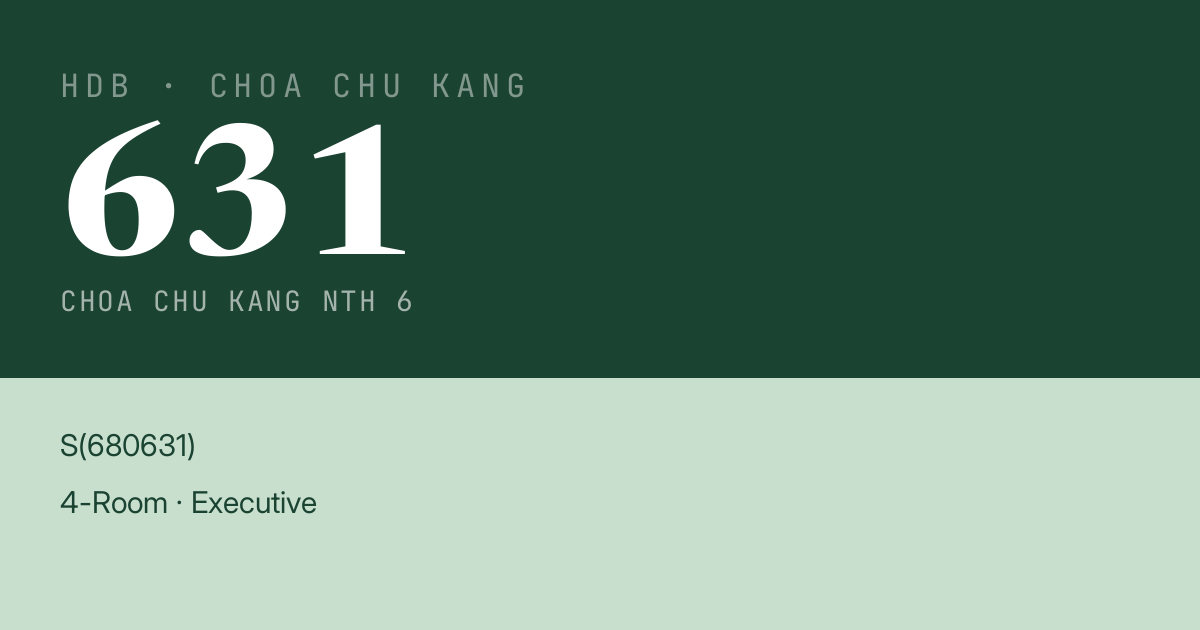 Blk 631 Choa Chu Kang Nth 6 HDB Resale | Price, Transactions & Rental Data