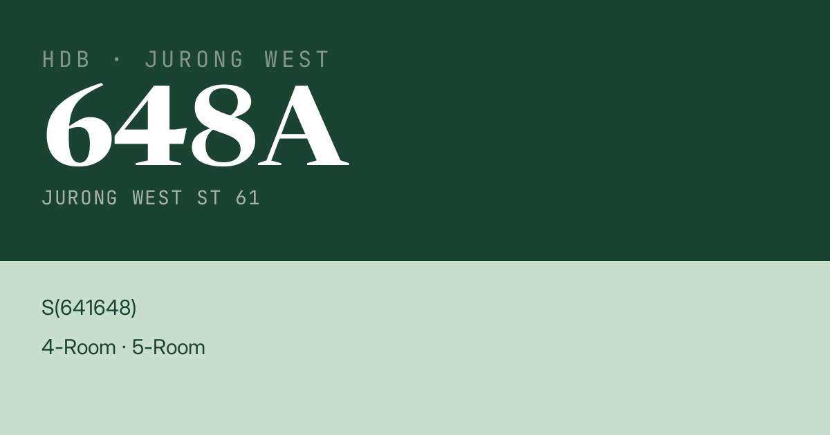 Blk 648A Jurong West St 61 HDB Resale | Price, Transactions & Rental Data