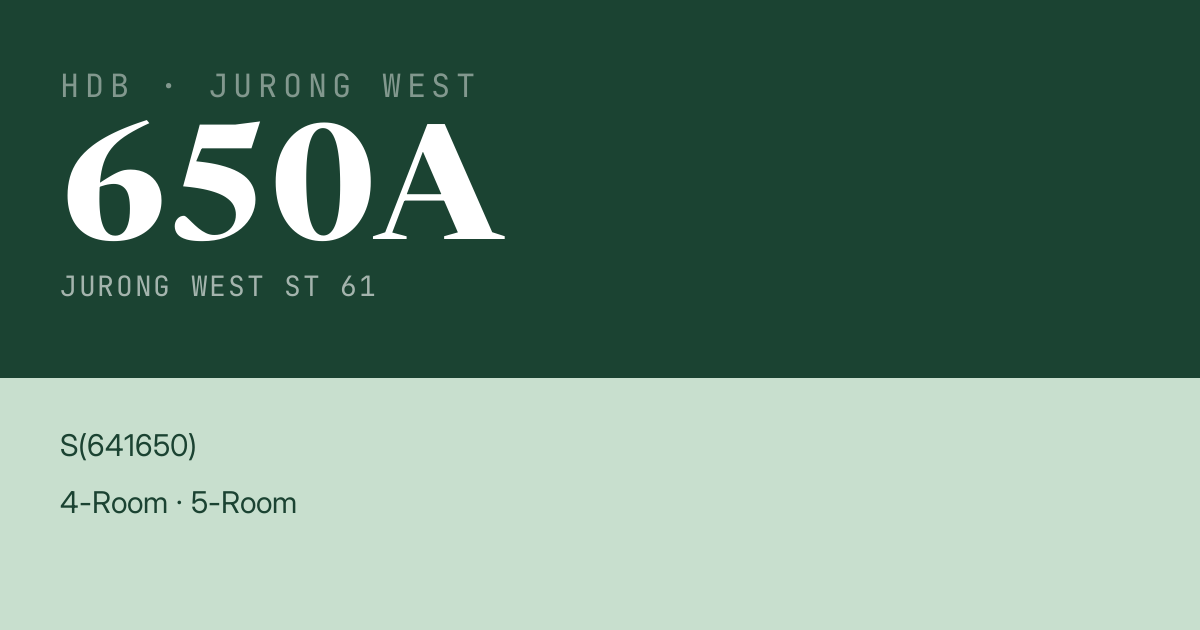 Blk 650A Jurong West St 61 HDB Resale | Price, Transactions & Rental Data