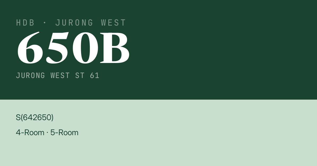 Blk 650B Jurong West St 61 HDB Resale | Price, Transactions & Rental Data