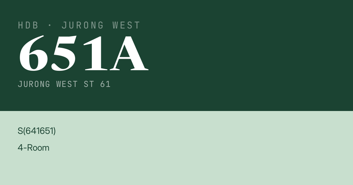 Blk 651A Jurong West St 61 HDB Resale | Price, Transactions & Rental Data