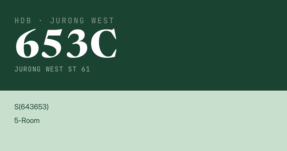 Blk 653C Jurong West St 61 HDB Resale | Price, Transactions & Rental Data