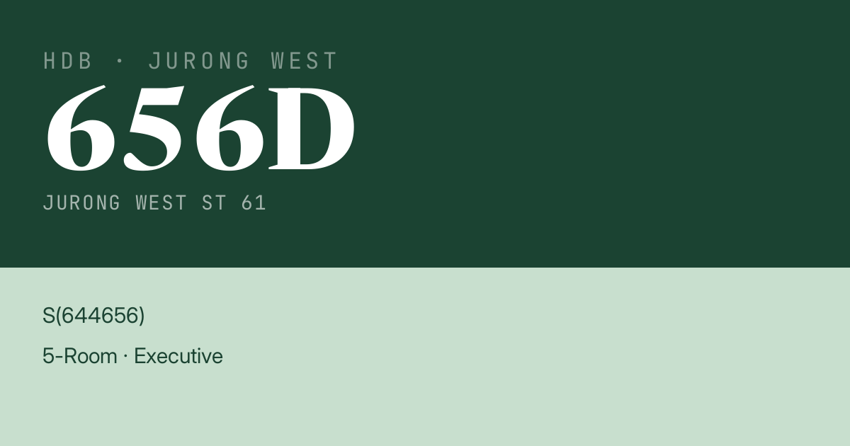 Blk 656D Jurong West St 61 HDB Resale | Price, Transactions & Rental Data