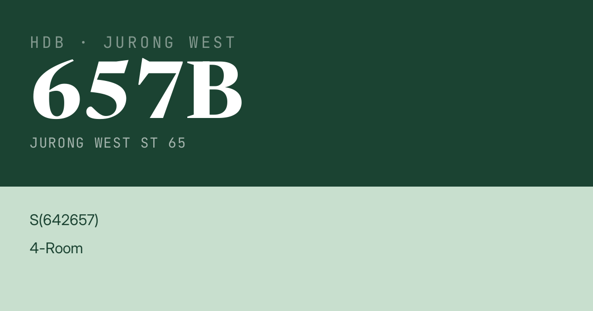 Blk 657B Jurong West St 65 HDB Resale | Price, Transactions & Rental Data