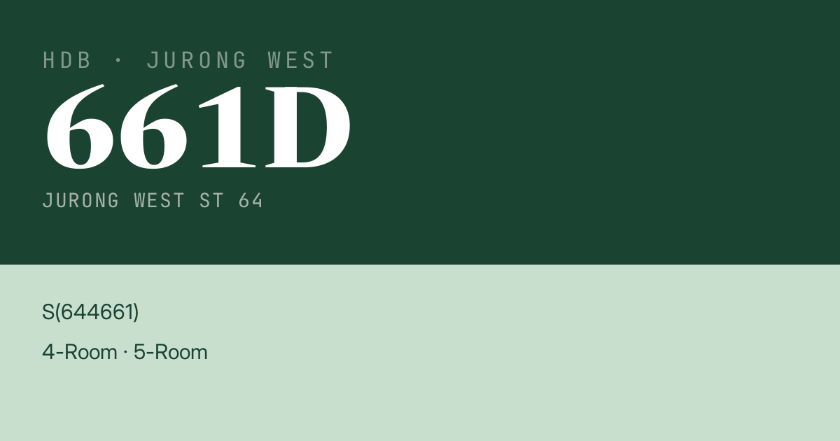 Blk 661D Jurong West St 64 HDB Resale | Price, Transactions & Rental Data