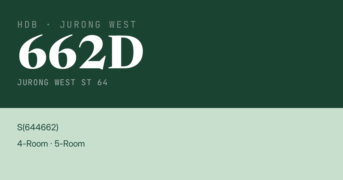 Blk 662D Jurong West St 64 HDB Resale | Price, Transactions & Rental Data