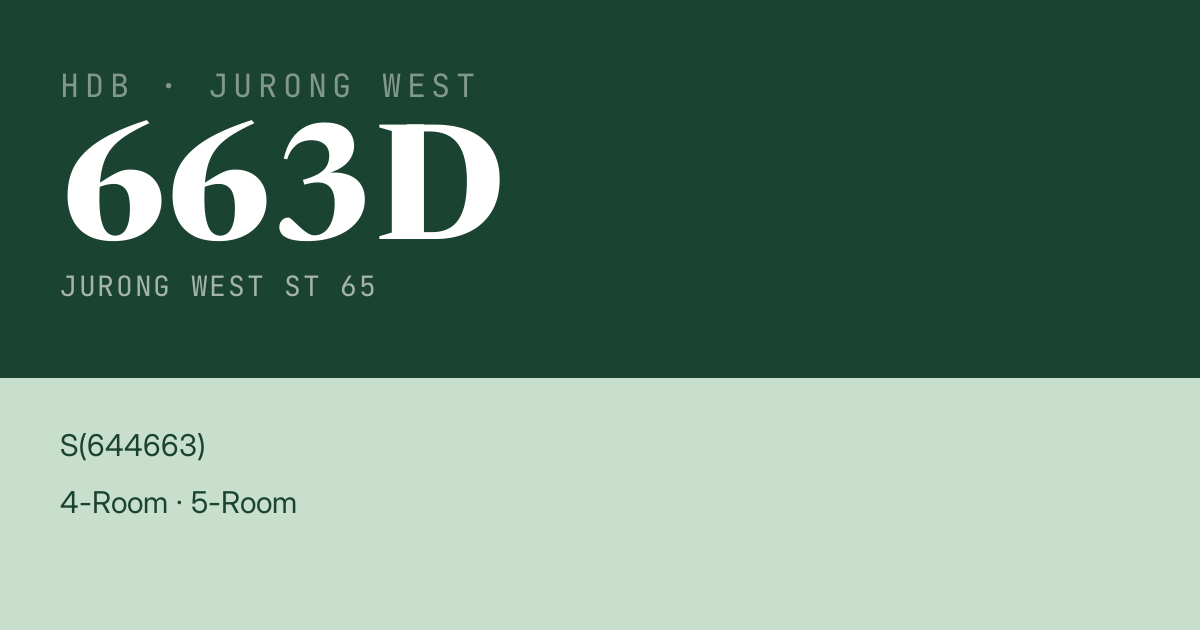 Blk 663D Jurong West St 65 HDB Resale | Price, Transactions & Rental Data