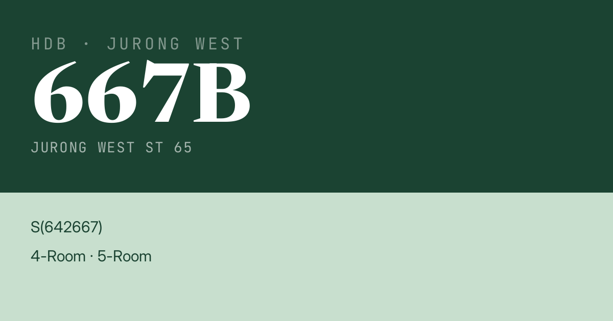 Blk 667B Jurong West St 65 HDB Resale | Price, Transactions & Rental Data