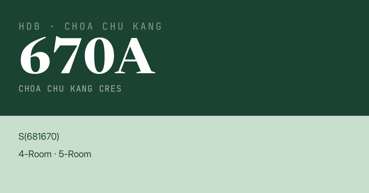 Blk 670A Choa Chu Kang Cres HDB Resale | Price, Transactions & Rental Data
