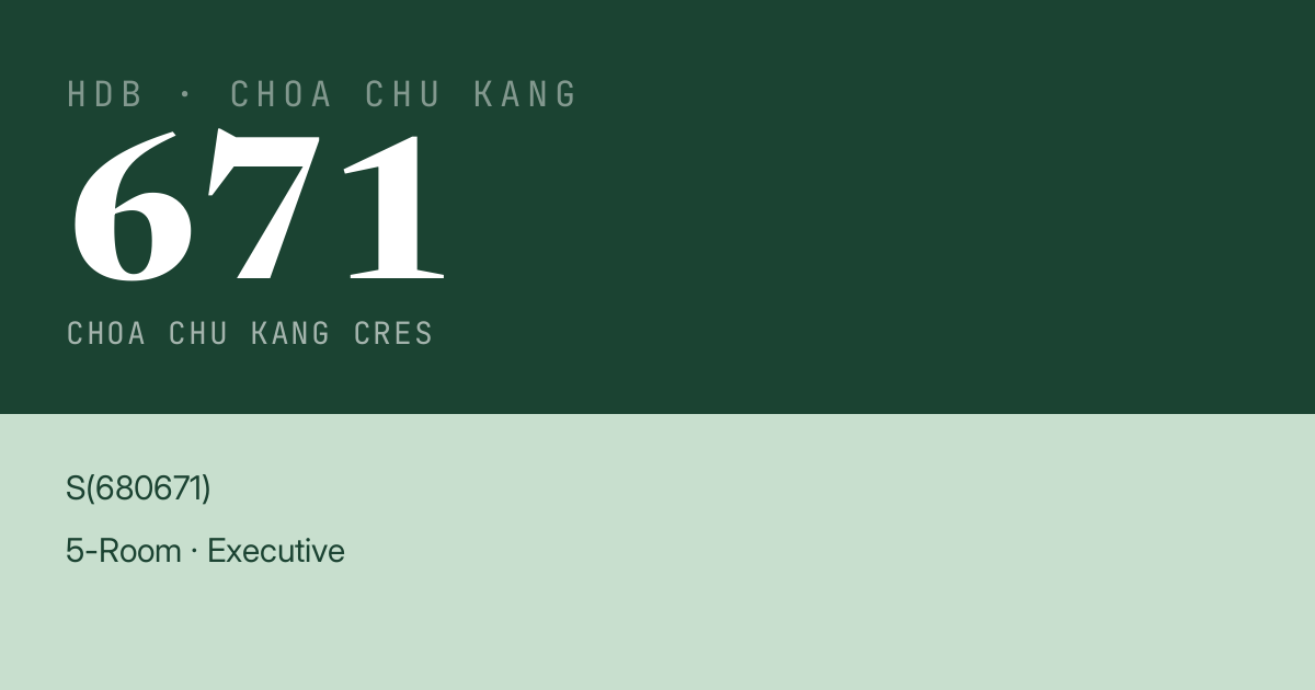 Blk 671 Choa Chu Kang Cres HDB Resale | Price, Transactions & Rental Data