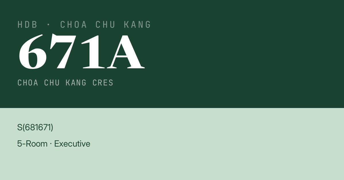 Blk 671A Choa Chu Kang Cres HDB Resale | Price, Transactions & Rental Data