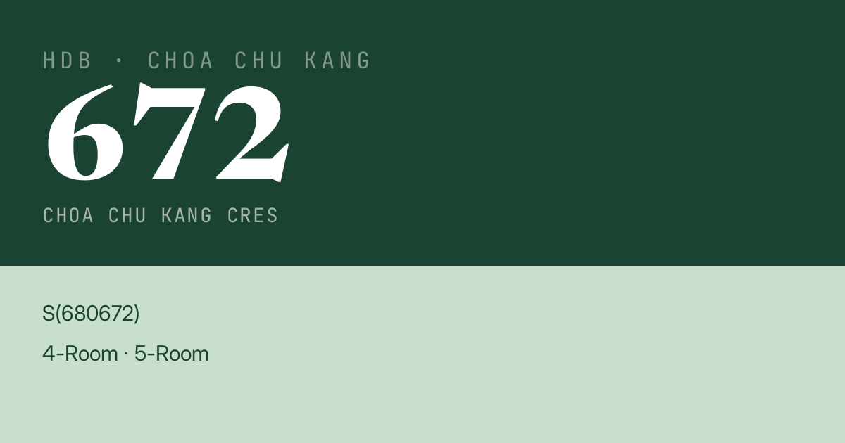Blk 672 Choa Chu Kang Cres HDB Resale | Price, Transactions & Rental Data