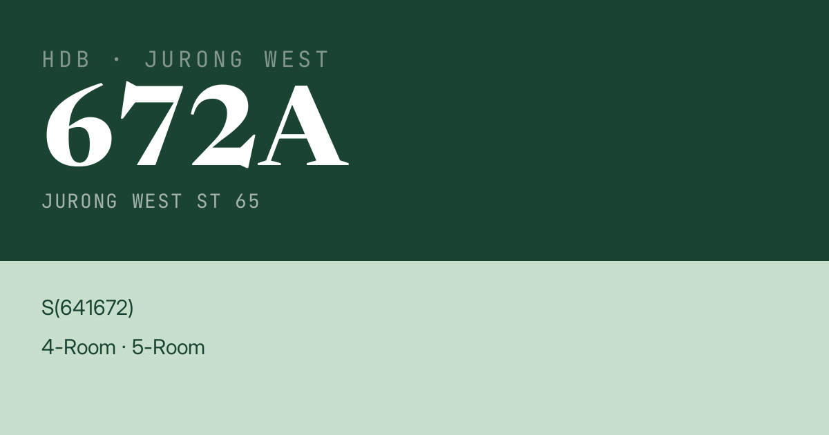 Blk 672A Jurong West St 65 HDB Resale | Price, Transactions & Rental Data