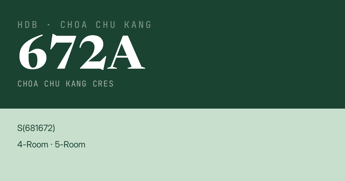 Blk 672A Choa Chu Kang Cres HDB Resale | Price, Transactions & Rental Data