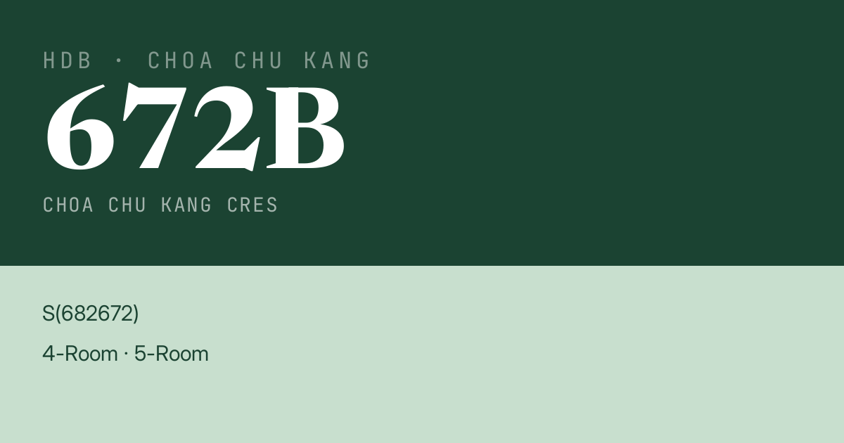 Blk 672B Choa Chu Kang Cres HDB Resale | Price, Transactions & Rental Data