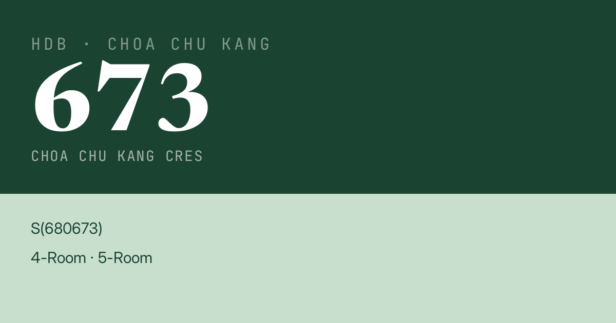 Blk 673 Choa Chu Kang Cres HDB Resale | Price, Transactions & Rental Data