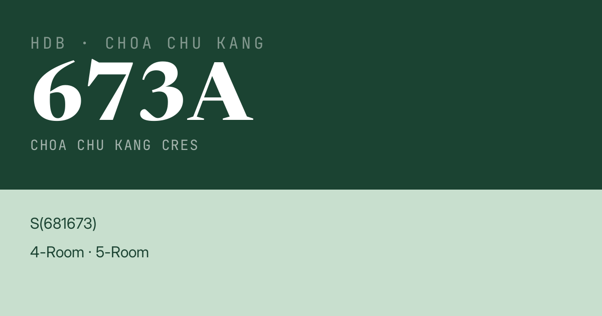 Blk 673A Choa Chu Kang Cres HDB Resale | Price, Transactions & Rental Data